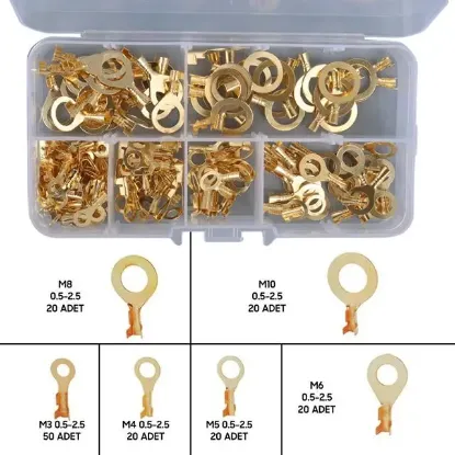 PowerMaster PM-29114 Topraklama Kablo Pabuç Seti 6 Çeşit 150 Parça (M10-M8-M6-M5-M4-M3) resmi