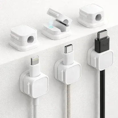 Sunup SN-29136 Manyetik 6'lı Kablo Tutucu  Düzenleyici Organizer Klips Beyaz                                                          resmi