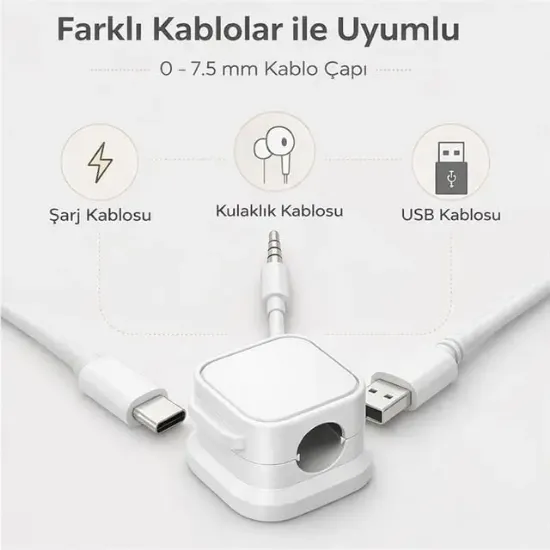Sunup SN-29136 Manyetik 6'lı Kablo Tutucu  Düzenleyici Organizer Klips Beyaz                                                          resmi