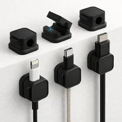 Sunup SN-29135 Manyetik 6'lı Kablo Tutucu Düzenleyici Organizer Klips Siyah  resmi