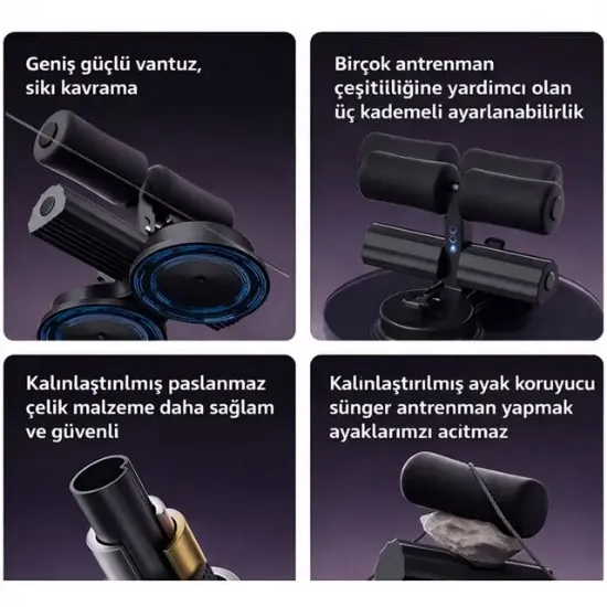 Sunup SN-29962 Çift Vantuzlu  Ev Tipi 3 Kademe Boy Ayarlı Mekik - Karın Egzersiz Aleti               resmi