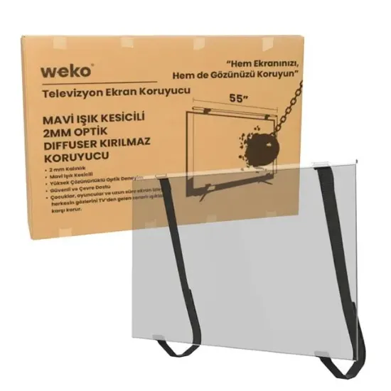 Weko WK-29927 55" Mavi Işık Filtreli TV Ekran Koruyucu Darbeye Dayanıklı 2mm Optik Difüzörlü resmi