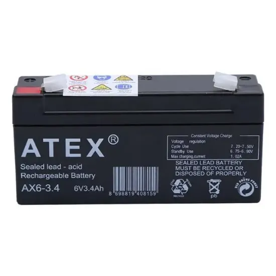 Atex 6 Volt - 3.4 Amper Yatık Akü resmi