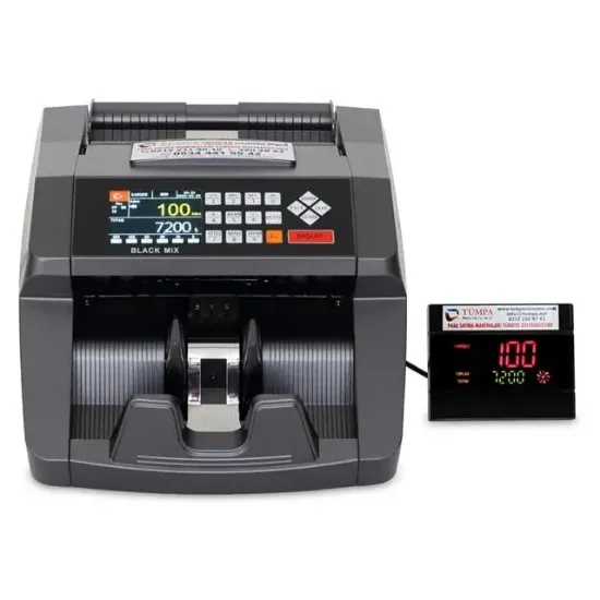 BlackMix Para Sayma Makinesi Sahte Para Kontrol UV-MG-IR (TL-Euro-USD) resmi
