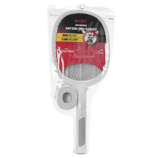 Asonic AS-A25 1200mAh 3000V Çıkış UV Mavi Işıklı Şarjli Masaüstü Raket Sinek Öldürücü resmi