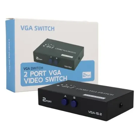 PowerMaster PM-4263 2 Port Giriş 1 Çıkış Manuel VGA Splitter Toplayıcı Switch (2 PC 1 Ekran) resmi