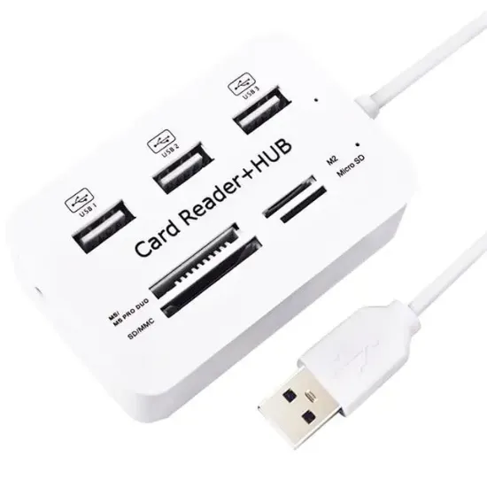 Powermaster 3 Port 2.0 Usb Çoklayıcı Hub + 4 Slot Kart Okuyucu PM-6052 resmi