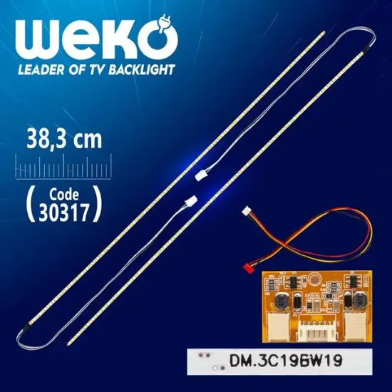 19'' Inch 38.3 Cm 54 Ledli 12V Universal Monitör E-Led Çift Led-Sürücü-Kablo Takımı (WK-0140) resmi
