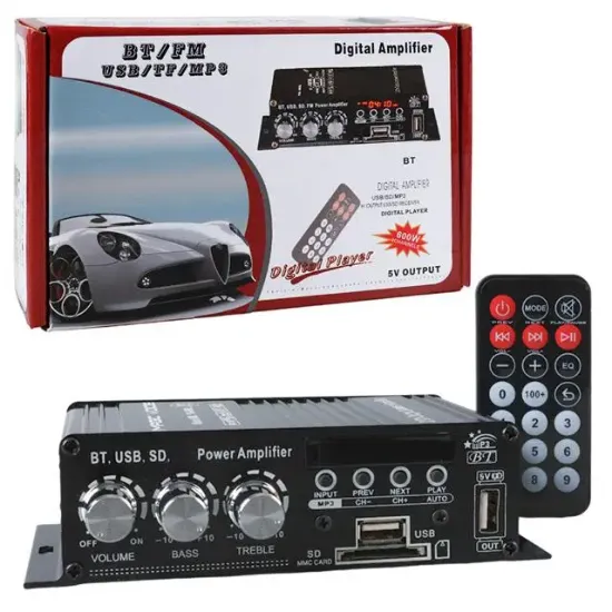 MagicVoice YW-406L 12 Volt 100 Watt Motosiklet Bluetooth Amfi USB/SD 2 Kanal Pazarcı - Anfi (154X80X42Mm) resmi