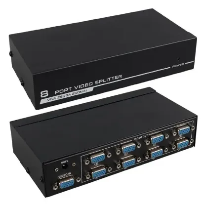 PowerMaster PM-2553 8 Port VGA Dağıtıcı Çoğaltıcı Splitter 9 Volt Adaptörlü 1920X1440 250Mhz resmi