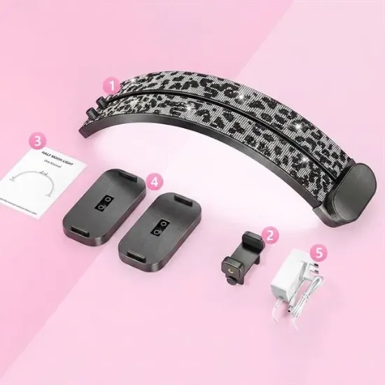 TrLed F-550A Zebra Elmas Desenli 55cm Katlanabilir Yarım Ay Protez Tırnak ve Güzellik Uzmanı Masa Lambası resmi