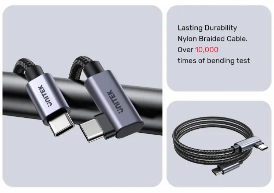 UNITEK TYPE-C HIZLI ŞARJ 90D 2MT 100W(C14123BK-2M) resmi