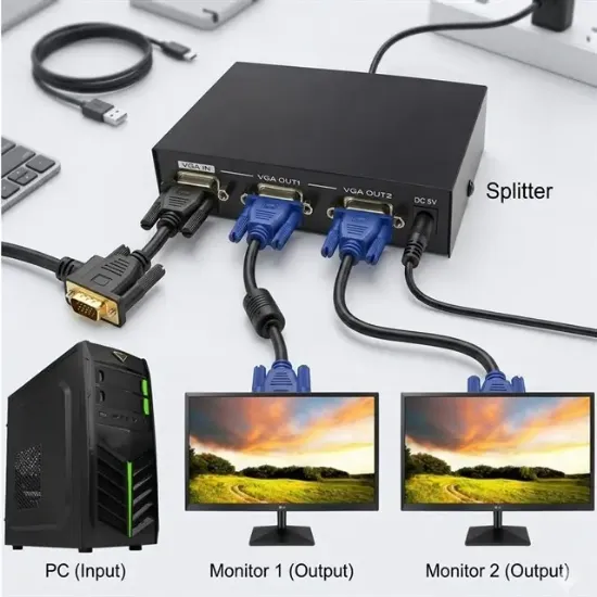 Powermaster 2 Port 250 Mhz Vga Splitter Dağıtıcı resmi
