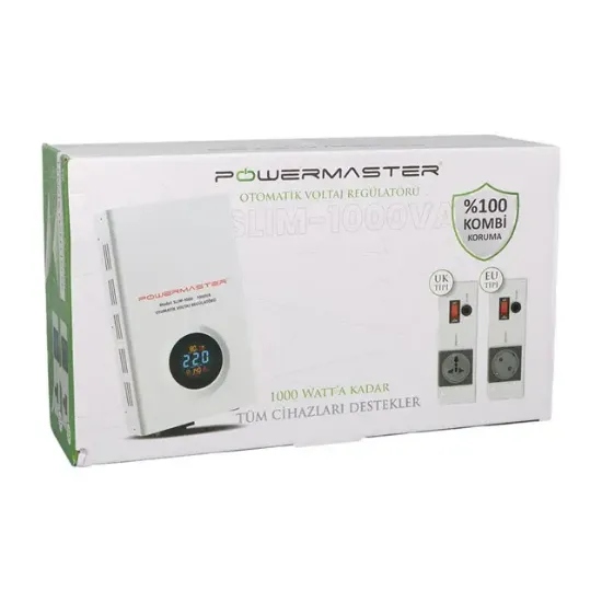 Powermaster SLIM-1000 Otomatik 1000 Watt Voltaj Kombi Regülatörü resmi