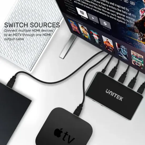 UNITEK 4K HDMI SWITCH 5 IN 1 OUT (V1110A) resmi