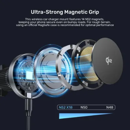 UNITEK Qi2 ARAÇ İÇİ MANYETİK KABLOSUZ ŞARJ (P1404ABK01) resmi