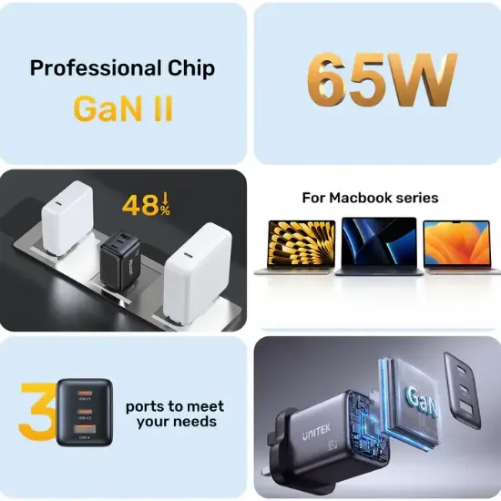 UNITEK 65W MAX GAN SARJ ISTASYONU (P1130ABK01-EU) resmi