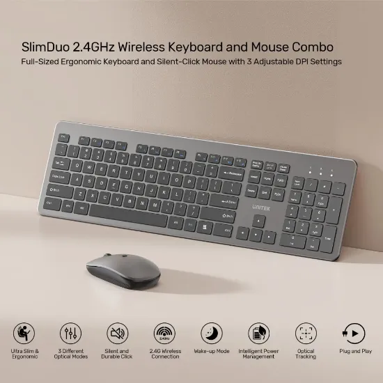 UNITEK SLIMDUO 2.4GHZ KLAVYE SETI (T054AGY01-US) resmi