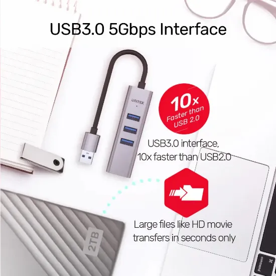 UNITEK 4-IN-1 ETHERNET HUB (Y-3088B) resmi
