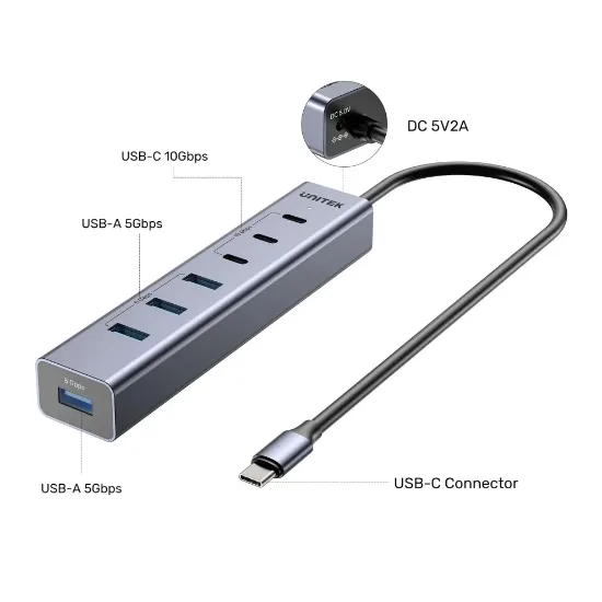 UNITEK UHUB S7+ 7in1 UNIVERSAL USB HUB (H1335AGY01-EU) resmi