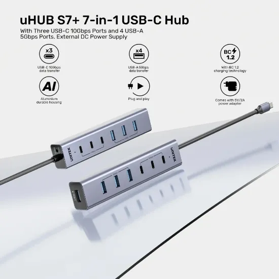 UNITEK UHUB S7+ 7in1 UNIVERSAL USB HUB (H1335AGY01-EU) resmi