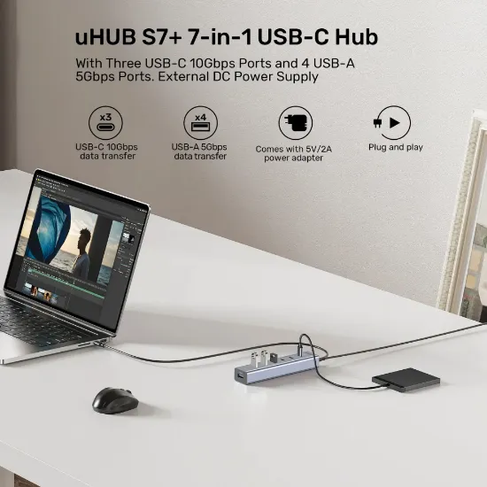 UNITEK UHUB S7+ 7in1 UNIVERSAL USB HUB (H1335AGY01-EU) resmi