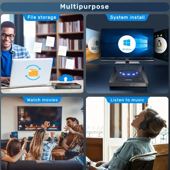 UNITEK HARİCİ DVD-RW USB TYPE-C/A 5in1 DOCK (T1037A) resmi
