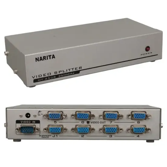 PowerMaster PM-2553 8 Port VGA Dağıtıcı Çoğaltıcı Splitter 9 Volt Adaptörlü 1920X1440 250Mhz resmi