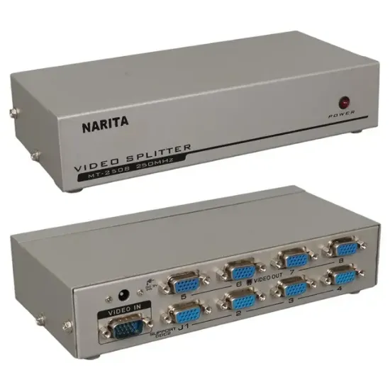 PowerMaster PM-2553 8 Port VGA Dağıtıcı Çoğaltıcı Splitter 9 Volt Adaptörlü 1920X1440 250Mhz resmi