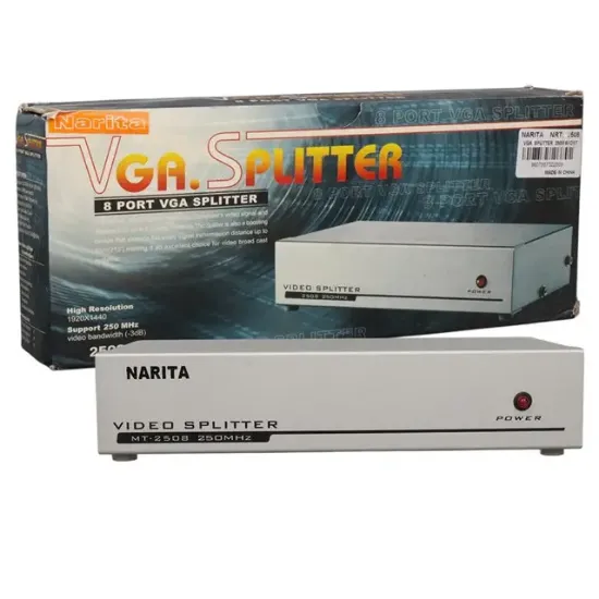 PowerMaster PM-2553 8 Port VGA Dağıtıcı Çoğaltıcı Splitter 9 Volt Adaptörlü 1920X1440 250Mhz resmi