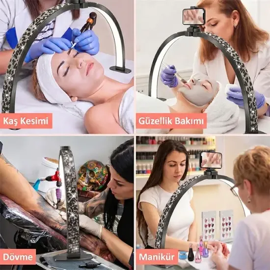TrLed F-700A 70CM Zebra Desenli Katlanabilir Masaüstü Manikür ve Protez Tırnak Lambası resmi