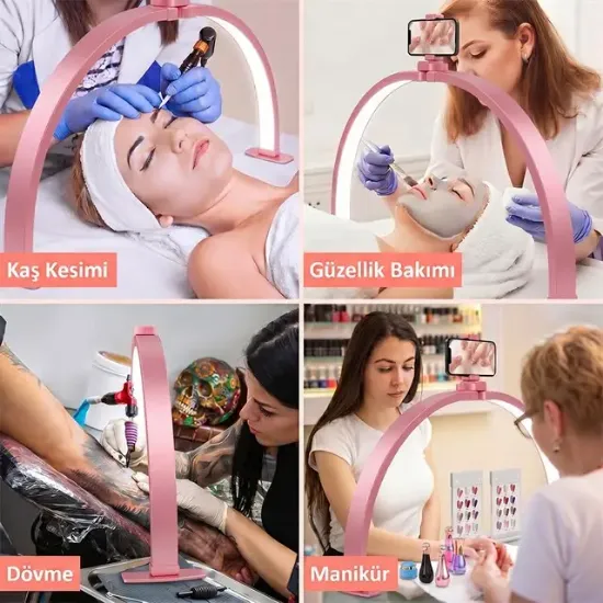 TrLed F-700A 70CM Pembe Katlanabilir Masaüstü Manikür ve Protez Tırnak Lambası resmi