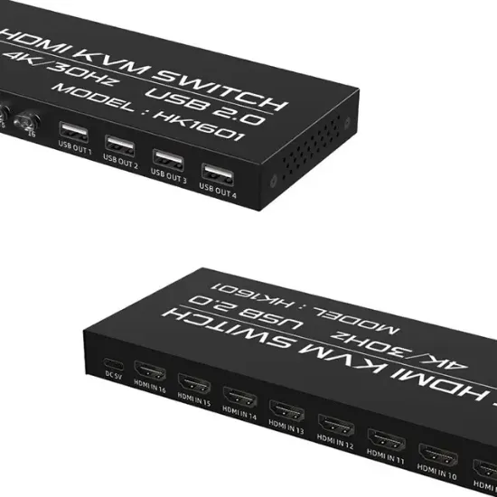 Powermaster HK1601 16 Port 4K 30HZ Video HDMI 2.0 Kvm Anahtarlı Kablolu Switch resmi