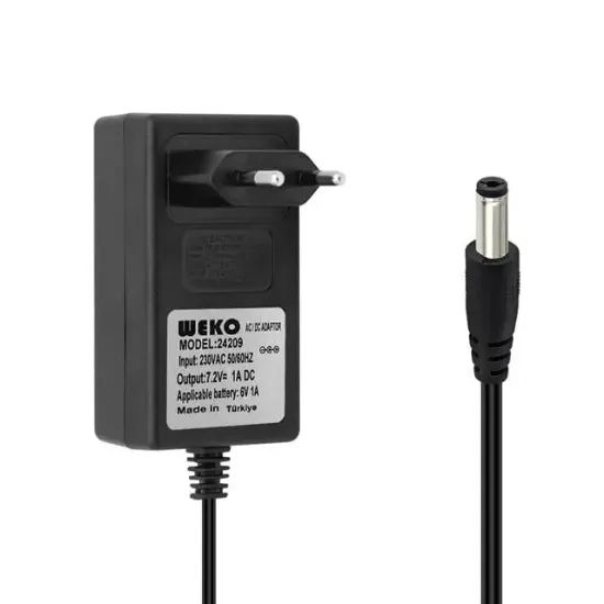 Weko 7.2Volt - 1Amper 5.5x2.5 Uçlu Ledli Yerli Üretim Priz Tipi Adaptör resmi