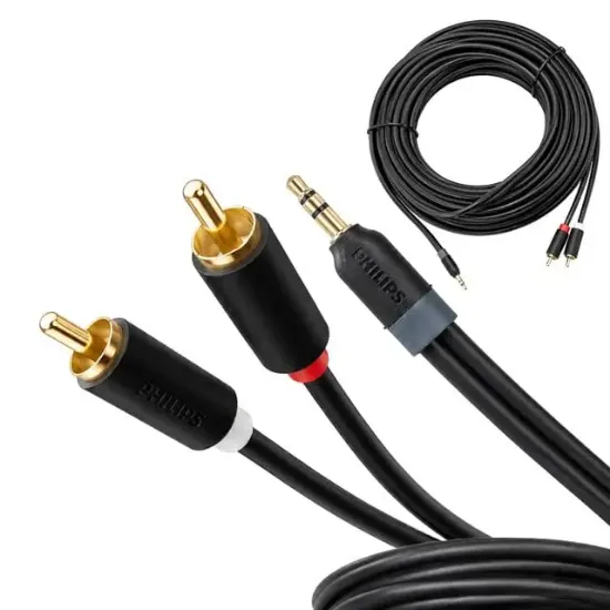Philips SWR2110/93 30 Metre 3.5mm Stereo 2 RCA AUX Ses Kablosu Hi-Fi resmi