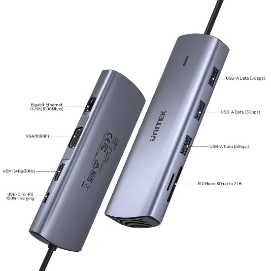UNITEK USB-C 9in1 UNIVERSAL DOCK STATION (D1113A) resmi