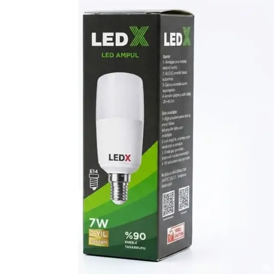 LedX AL-CLL 7 Watt E14 Duylu Soğuk Beyaz Silindirik Tasarım LED Ampul resmi