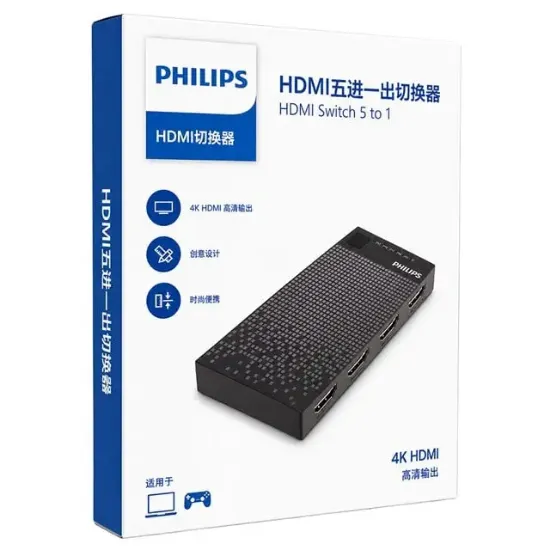 Philips SWV9023D/93 5-Giriş 1-Çıkış 4K HDMI Switch (Seçici) resmi