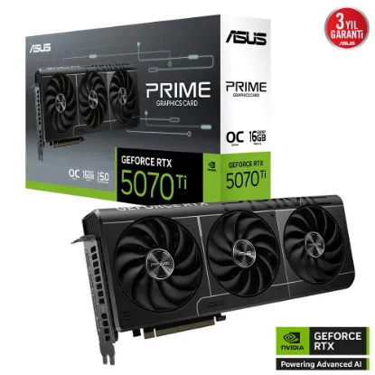 ASUS PRIME GEFORCE RTX 5070 Ti 16GB PRIME-RTX5070TI-O16G GDDR7 OC EDITION 256 BIT GAMING EKRAN KARTI resmi