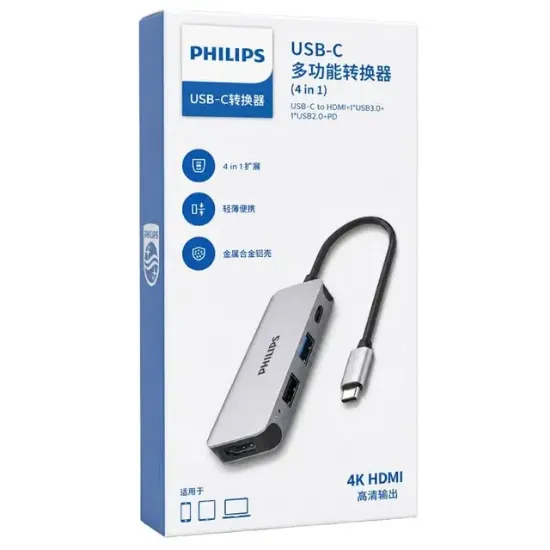 Philips SWR1607G/93 TYPE-C 4'ü 1 Arada Çok Fonksiyonlu Dönüştürücü Hub resmi