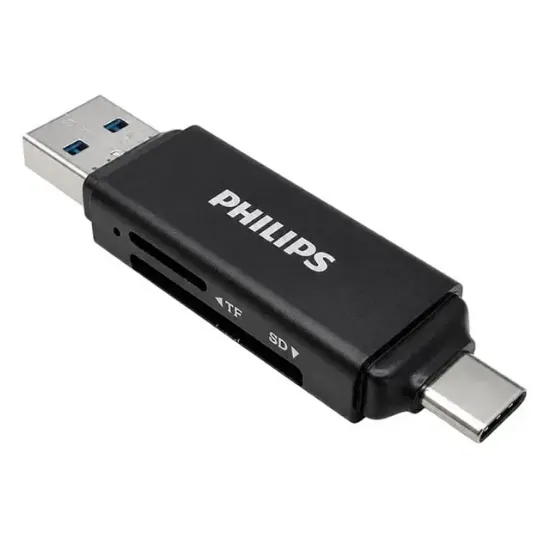 Philips SWR1617B/93 USB 3.0 & USB-C Çift Girişli SD/TF Kart Okuyucu - OtG Destekli resmi