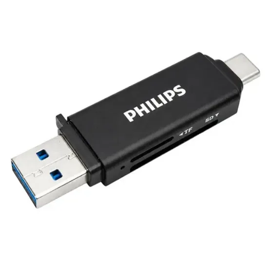 Philips SWR1617B/93 USB 3.0 & USB-C Çift Girişli SD/TF Kart Okuyucu - OtG Destekli resmi
