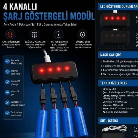 Powermaster PM-29140 4in1 SM-2P Soket 3.7V Lityum Pil Usb Splitter Şarj Aleti resmi