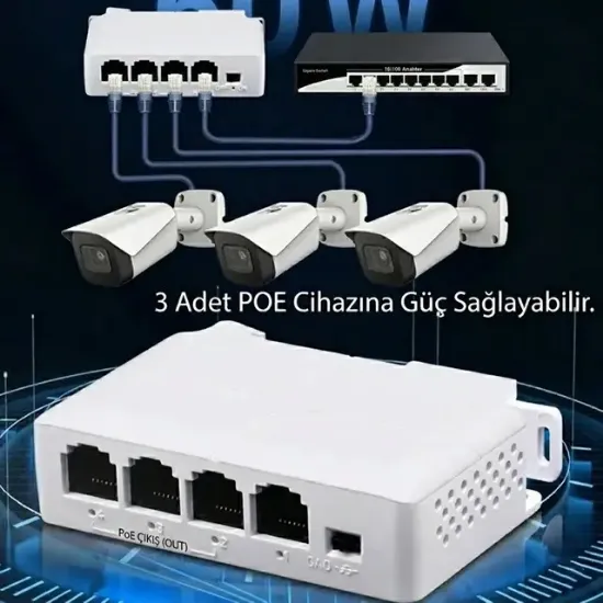 Powermaster PM-29704 IP Kamera İçin 100 Metre Mesafe Artırıcı- Poe Extender resmi