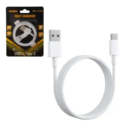 Weko WK-29908 Beyaz 1 Metre Usb To Type-C Şarj - Data Aktarım Kablosu resmi