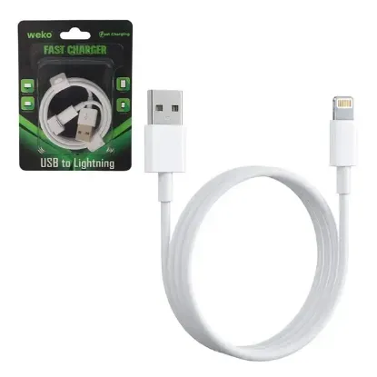 Weko WK-29905 Beyaz 1 Metre Usb to Lightning Şarj - Data Aktarım Kablosu resmi