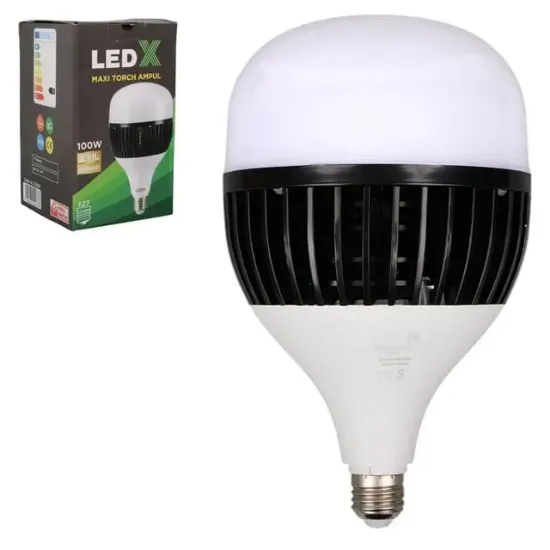 LedX AL-TH100 Akım Korumalı 9000 Lümen E27 Duy 100W Beyaz Maxi Kristal Torch Led Ampul resmi