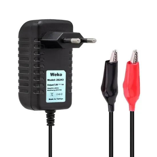 Weko 7.8 Volt - 1 Amper Krokodil Uçlu Priz Tip Yerli Üretim Akü Şarj Adaptörü resmi