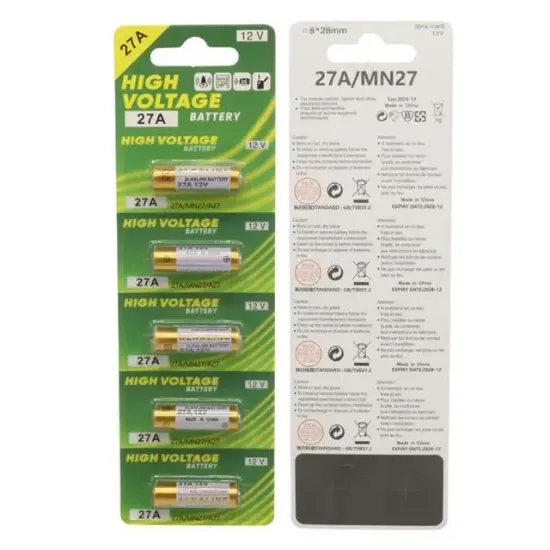 PowerMaster MN27A 12 Volt 27A İnce Alarm Pili Alkaline Batarya (5'LI Paket) resmi
