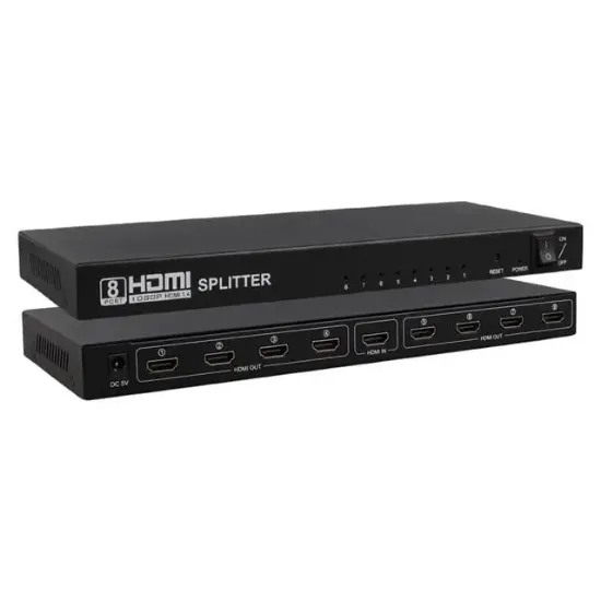 PowerMaster PM-14218 1 Giriş 8 Çıkış Port 1080P FHD HDMI Dağıtıcı Splitter (8'li Çoklayıcı) resmi